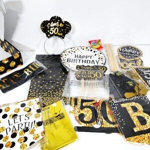 50th Birthday Party Kit Black Gold